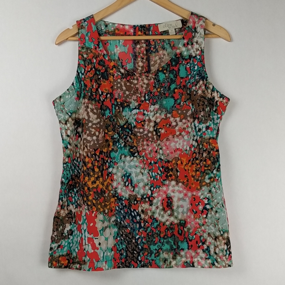 Olive & Oak Multicolor Abstract Print Tank Top - Teal, Coral, Brown